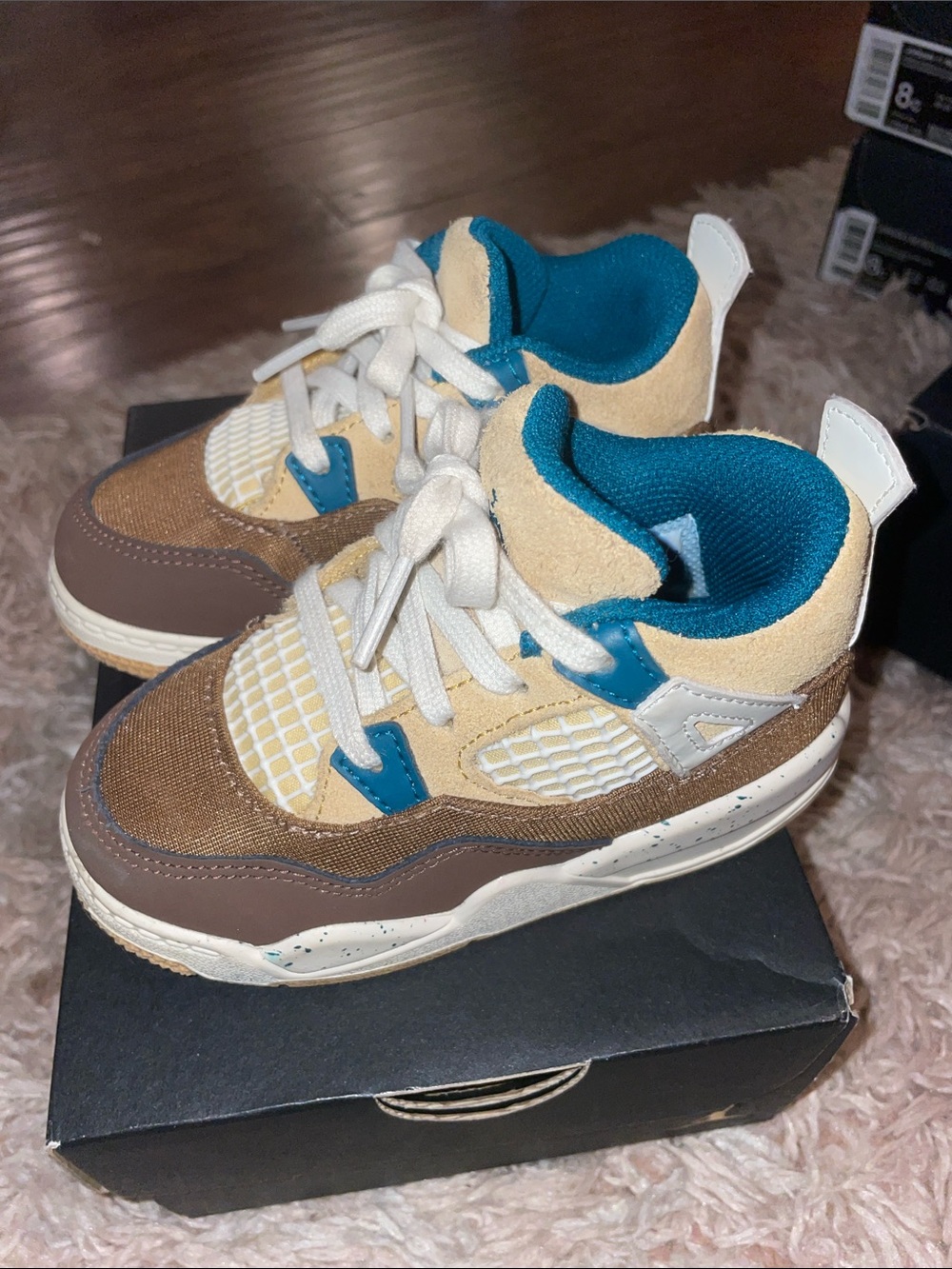Kids Casual Lace-Up Sneakers in Brown, Tan & Teal
